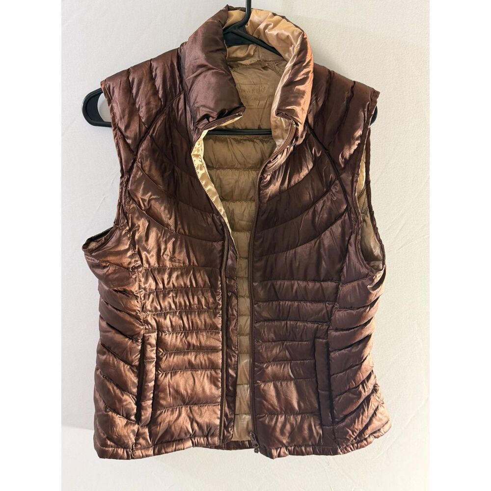 Bernardo Women’s Small Bronze Brown Goose Down Puffer Vest Metallic